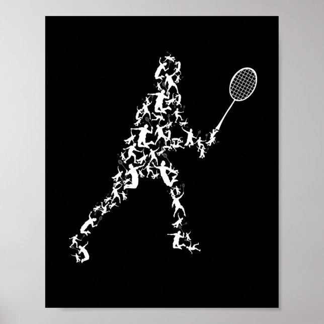 Badminton player Silhouette Shuttlecock racket Poster (Front)