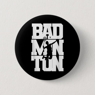 Badminton Player Smashing Shuttle Birdie Badminton 6 Cm Round Badge