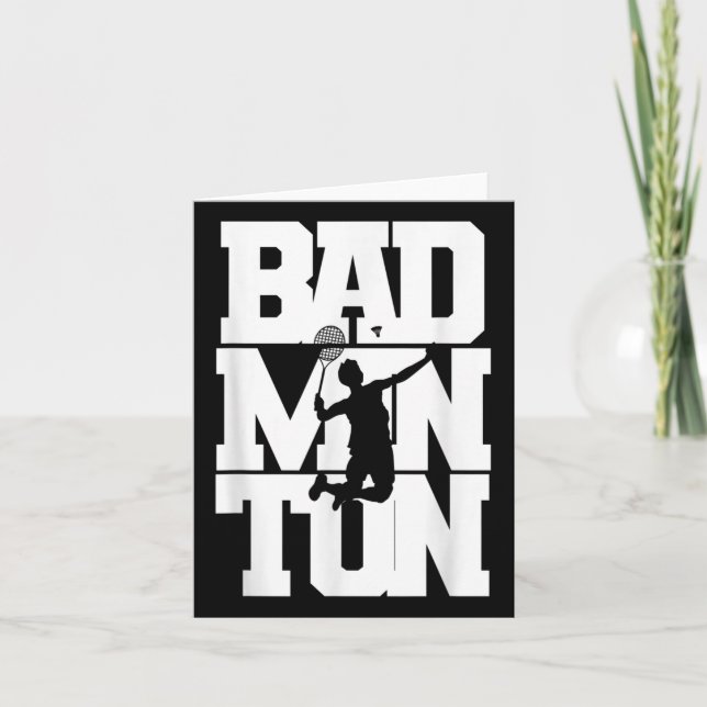 Badminton Player Smashing Shuttle Birdie Badminton Card (Front)