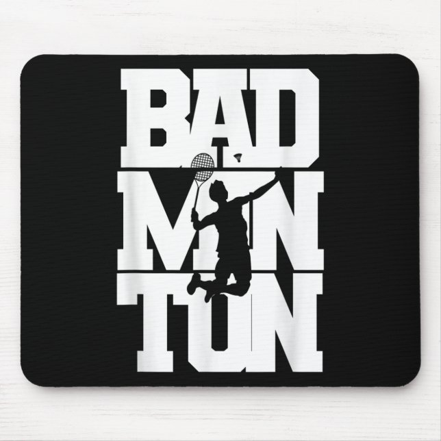 Badminton Player Smashing Shuttle Birdie Badminton Mouse Pad (Front)