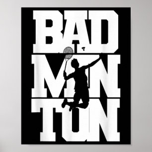 Badminton Player Smashing Shuttle Birdie Badminton Poster