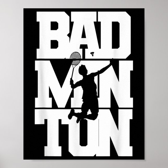 Badminton Player Smashing Shuttle Birdie Badminton Poster (Front)