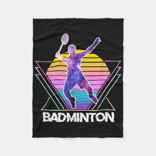 Badminton Player Sports Retro Vintage Vaporwave 90 Fleece Blanket