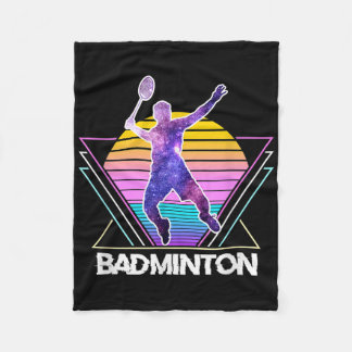 Badminton Player Sports Retro Vintage Vaporwave 90 Fleece Blanket
