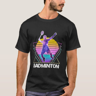 Badminton Player Sports Retro Vintage Vaporwave 90 T-Shirt