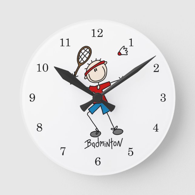 Badminton Player T-shirts and Gifts Round Clock (Front)