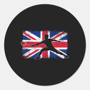 Badminton Player Union Jack Great Britain Uk Briti Classic Round Sticker
