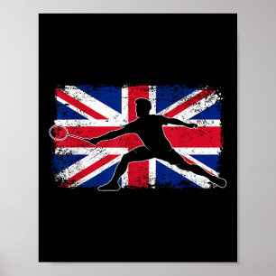 Badminton Player Union Jack Great Britain Uk Briti Poster