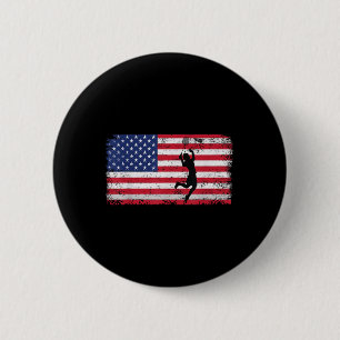 Badminton Player Usa Flag For Men Women Coach, Bad 6 Cm Round Badge