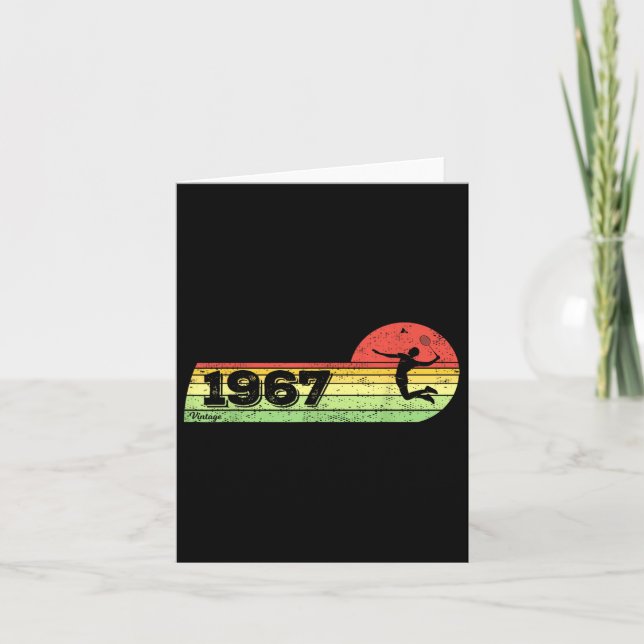 Badminton-player Vintage 1967 Birthday Shuttle Bad Card (Front)