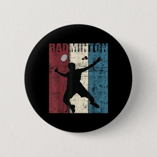 Badminton Player Vintage Distressed 6 Cm Round Badge