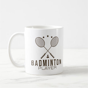 Badminton Player with Rackets Minimalist Coffee Mug