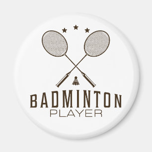 Badminton Player with Rackets Minimalist Magnet