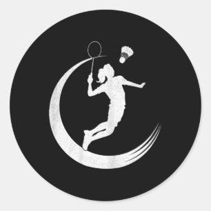 Badminton Players Tee Shuttle Girls Shuttler Novel Classic Round Sticker