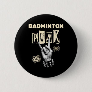 Badminton Punk Rock N Roll Racket Shuttle Sport  6 Cm Round Badge