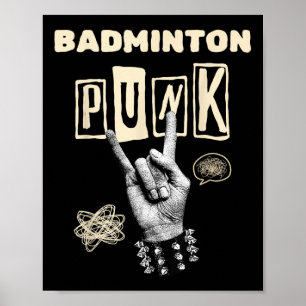 Badminton Punk Rock N Roll Racket Shuttle Sport  Poster