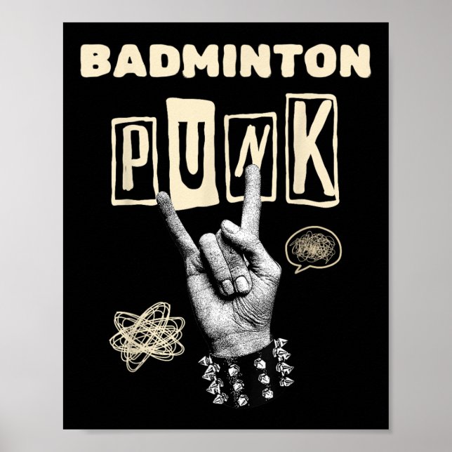Badminton Punk Rock N Roll Racket Shuttle Sport  Poster (Front)