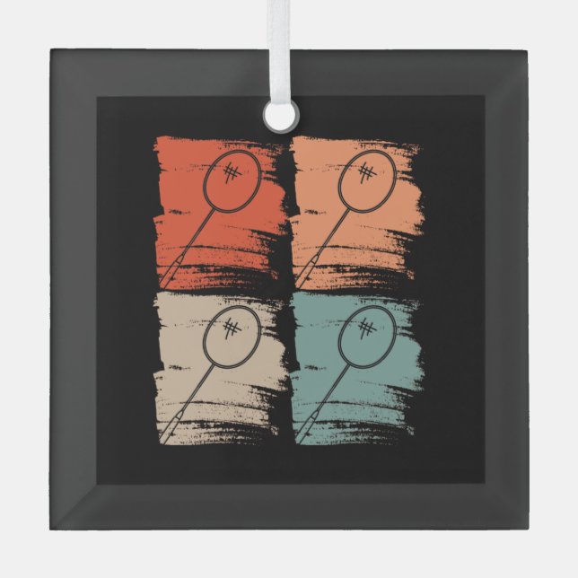 Badminton Racket Badminton Retro Glass Tree Decoration (Front)