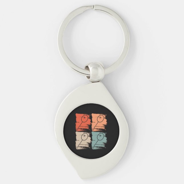 Badminton Racket Badminton Retro Key Ring (Front)