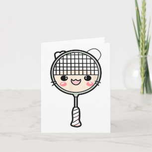 Badminton Racket Cartoon Face Shuttle Player  Card