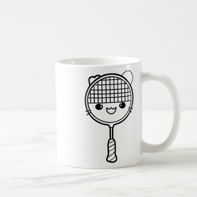 Badminton Racket Cartoon Look Shuttle Game  Coffee Mug (Right)