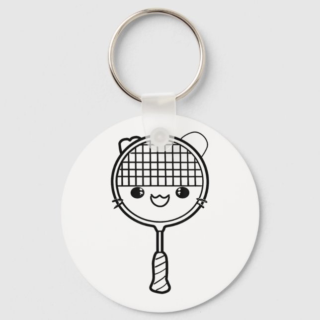 Badminton Racket Cartoon Look Shuttle Game  Key Ring (Front)