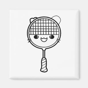 Badminton Racket Cartoon Look Shuttle Game  Magnet