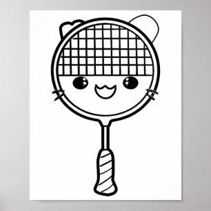 Badminton Racket Cartoon Look Shuttle Game  Poster