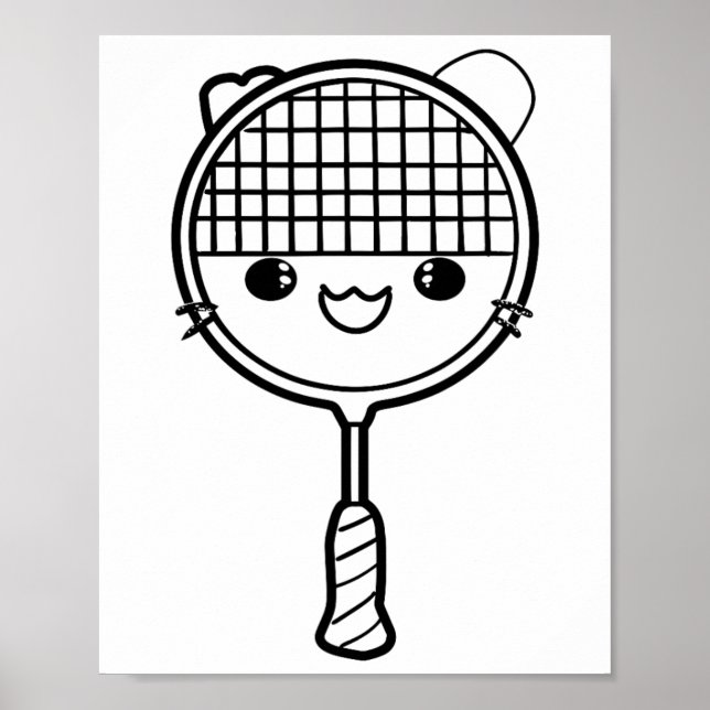 Badminton Racket Cartoon Look Shuttle Game  Poster (Front)