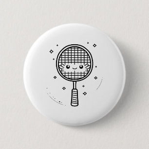 Badminton Racket Comic Shuttle 6 Cm Round Badge