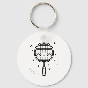 Badminton Racket Comic Shuttle Key Ring