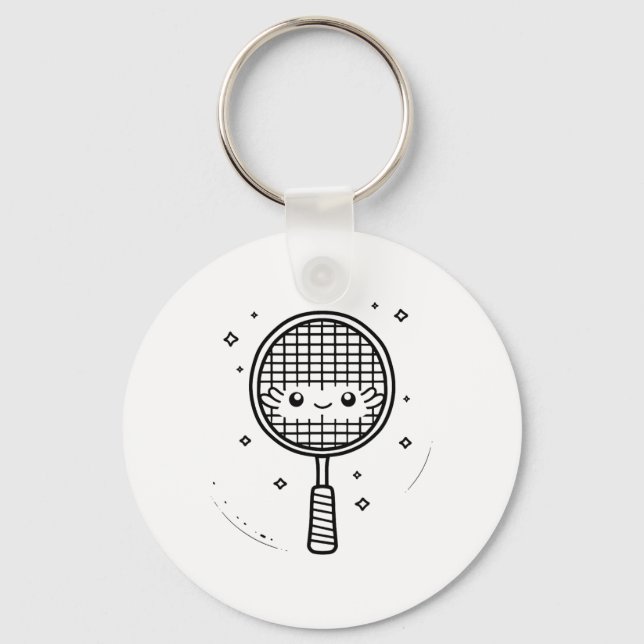 Badminton Racket Comic Shuttle  Key Ring (Front)