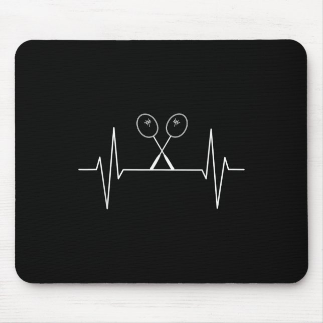 Badminton Racket Heartbeat Badminton Player, Shutt Mouse Pad (Front)
