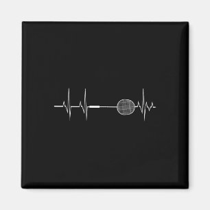 Badminton Racket Heartbeat Funny Player Gift Shirt Magnet