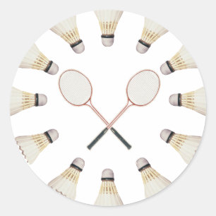 Badminton Rackets Classic Round Sticker