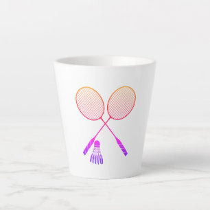 Badminton Rackets Shuttlecock Birdie Ombre  Latte Mug