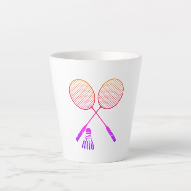 Badminton Rackets Shuttlecock Birdie Ombre  Latte Mug (Front)