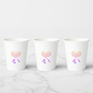 Badminton Rackets Shuttlecock Birdie Ombre Paper Cups