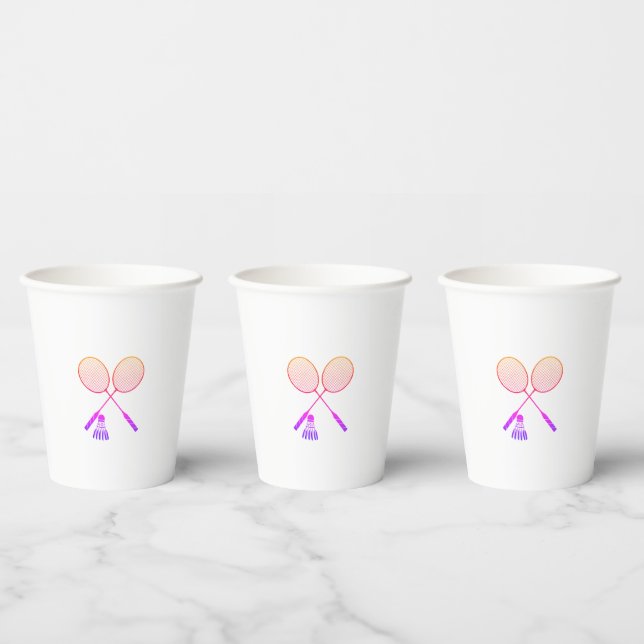 Badminton Rackets Shuttlecock Birdie Ombre  Paper Cups (Multi)