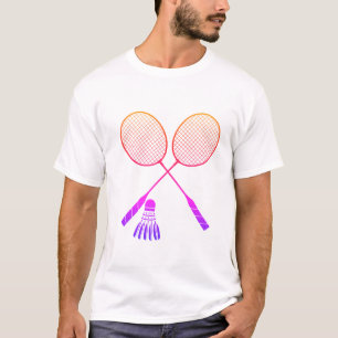 Badminton Rackets Shuttlecock Birdie Ombre    T-Shirt