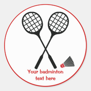 Badminton racquet and shuttlecock custom classic round sticker