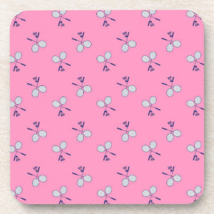 Badminton Racquet Pattern Pink Coaster
