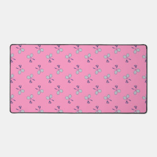 Badminton Racquet Pattern Pink Desk Mat