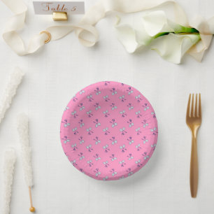 Badminton Racquet Pattern Pink Paper Plate
