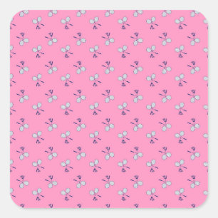 Badminton Racquet Pattern Pink Square Sticker