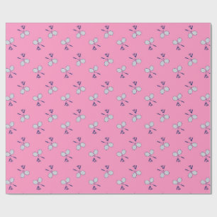 Badminton Racquet Pattern Pink Wrapping Paper