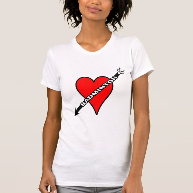 Badminton Red Heart T-Shirt (Front)