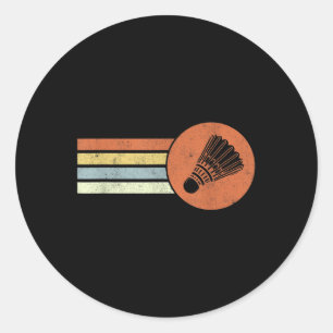 Badminton Retro Birdie Smash Shuttle Vintage Badmi Classic Round Sticker