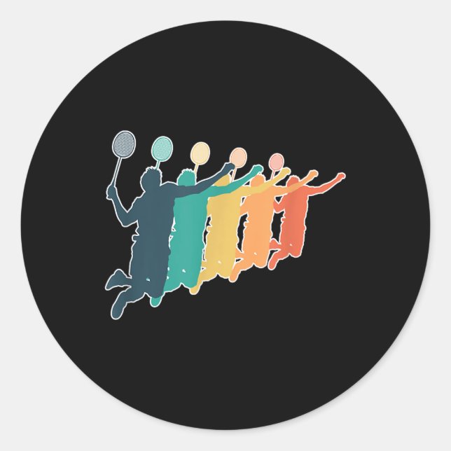 Badminton Retro Racket  Classic Round Sticker (Front)