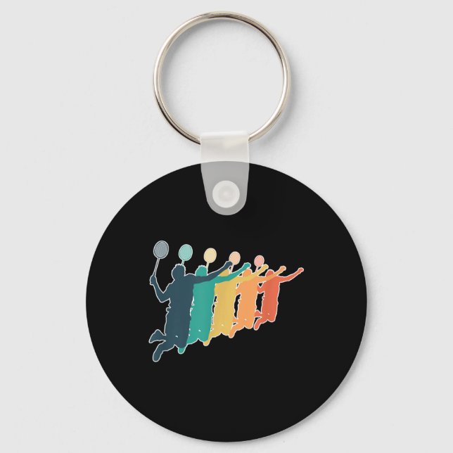 Badminton Retro Racket  Key Ring (Front)
